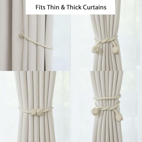 أربطة ستائر مغناطيسية - حوامل حبال مصنوعة يدويًا مع مغناطيس قوي، حاملات ستائر بحبل ملتوي مزخرف لستائر النوافذ (وردي، 2) in Kuwait