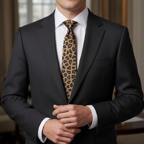 Classic Leopard Necktie for Men - Fashion Cheetah Print Tie for Business Wedding Party in Saudi Arabia