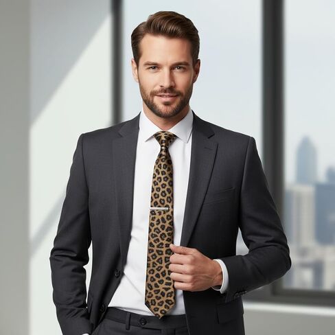 Classic Leopard Necktie for Men - Fashion Cheetah Print Tie for Business Wedding Party in Saudi Arabia