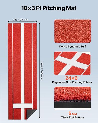 حصيرة رمي الكرة اللينة، مقاس 10 × 3 بوصات، أداة تدريب رمي الكرة اللينة المطاطية المضادة للانزلاق، حصيرة تدريب على الملعب للأباريق في الأماكن المغلقة وفي الهواء الطلق، أخضر in Kuwait