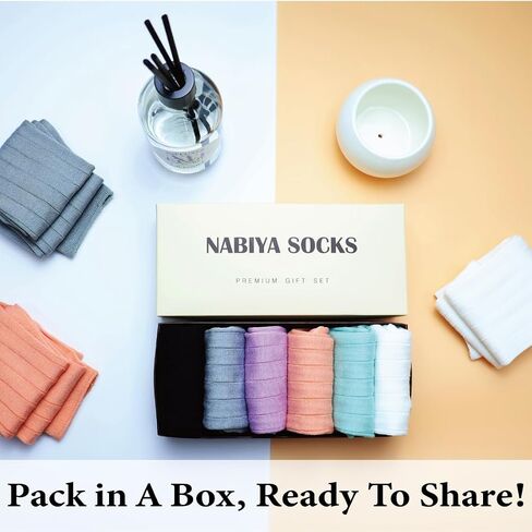 Thin Crew Socks for Women, Soft Breathable Bamboo Rayon Fashion Socks, Pastel Aesthetic Ribbed Dress Autumn Socks – 6 Pairs (Size 5-9), Perfect for Uggs in Saudi Arabia