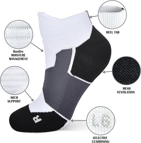 DEESEEUS Ankle Socks Athletic Running Low Cut Cushioned Anti-Blister Tab Sports Socks for Men Women 6 Pairs in Saudi Arabia