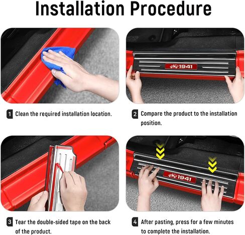 4PCS Door Sill Guards for Jeep 2018-2025 Wrangler JL JLU & 2020-2025 Gladiator JT Accessories Stainless Steel Material Red Trim Door Sill Protector Black Brushed Front Rear Door Entry Guard in Kuwait
