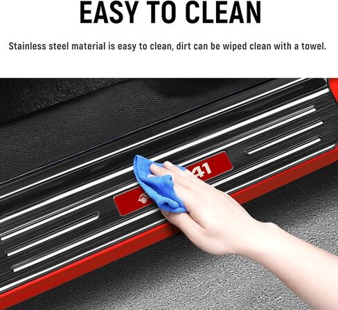 4PCS Door Sill Guards for Jeep 2018-2025 Wrangler JL JLU & 2020-2025 Gladiator JT Accessories Stainless Steel Material Red Trim Door Sill Protector Black Brushed Front Rear Door Entry Guard in Kuwait