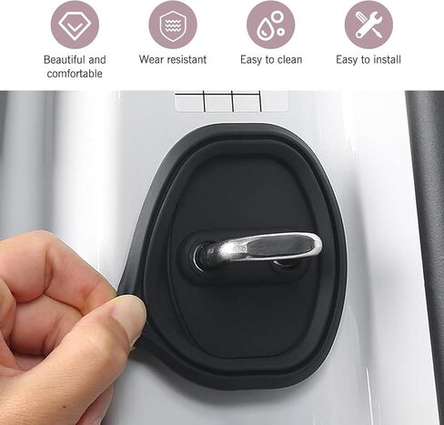4PCS Door Latch Lock Cover, Silicone Door Latches Rust Stopper Strike Protector for Cars, Self-Adhesive Stopper Shock Absorber for Interior Auto Gate Latches, for Most Vehicles (Carbon Fiber) in Saudi Arabia