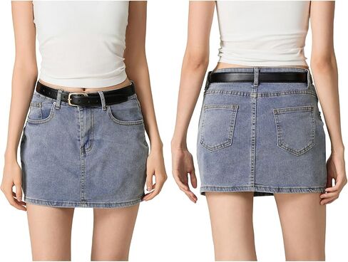 Seyumixi Women Blue Denim Skirt Casual Mini Jean Skirt Stretch Bodycon Low Rise Micro Cargo Skirt with Pockets in Saudi Arabia