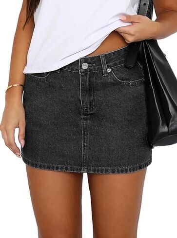 Seyumixi Women Blue Denim Skirt Casual Mini Jean Skirt Stretch Bodycon Low Rise Micro Cargo Skirt with Pockets in Saudi Arabia