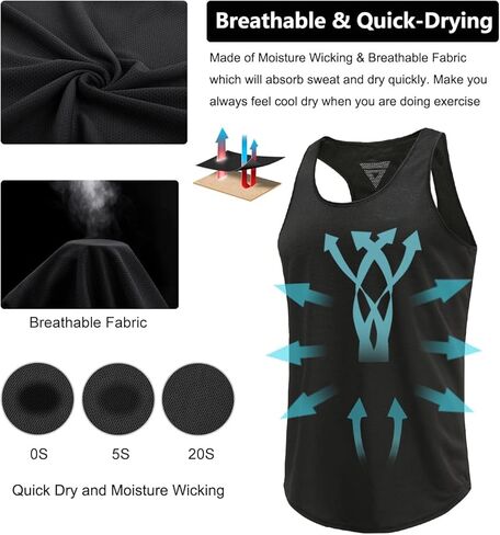 Boyzn Men's 1, 3 or 5 Pack Y-Back Workout Tank Tops, Athletic Muscle Gym Tank Tops, Fitness Bodybuilding Sleeveless T-Shirts in Kuwait