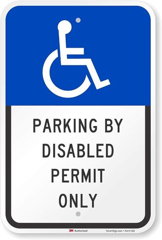 SmartSign "Parking By Disabled Permit Only" Sign | 12" x 18" 3M Engineer Grade Reflective Aluminum in Saudi Arabia