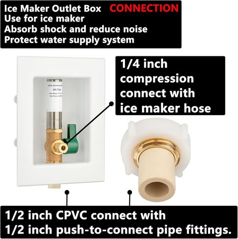 1/2 inch Crimp PEX-B Pre-Assembled Ice Maker Outlet Box Valve 1/4 inch Recessed Refrigerator Water Line Wall Box with Shut Off Valve LI-ZBQH-520 in Kuwait