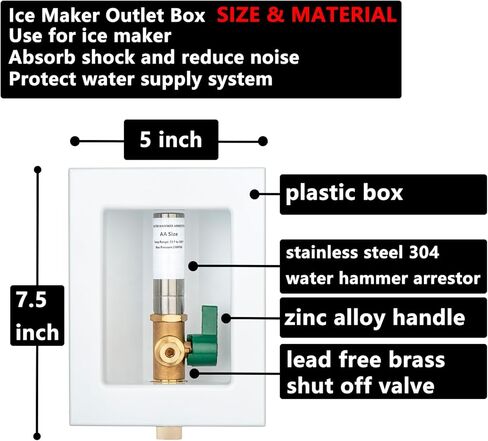1/2 inch Crimp PEX-B Pre-Assembled Ice Maker Outlet Box Valve 1/4 inch Recessed Refrigerator Water Line Wall Box with Shut Off Valve LI-ZBQH-520 in Kuwait