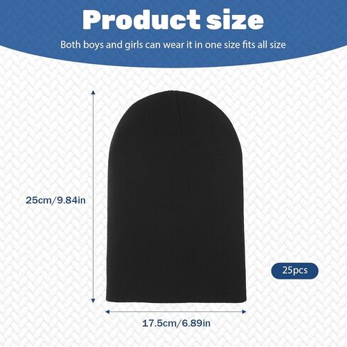 25 Pack Winter Hats, Unisex Thermal Winter Hat, Warm Cozy Knitted Cuffed Skull Cap, Bulk Bundle Black in Saudi Arabia