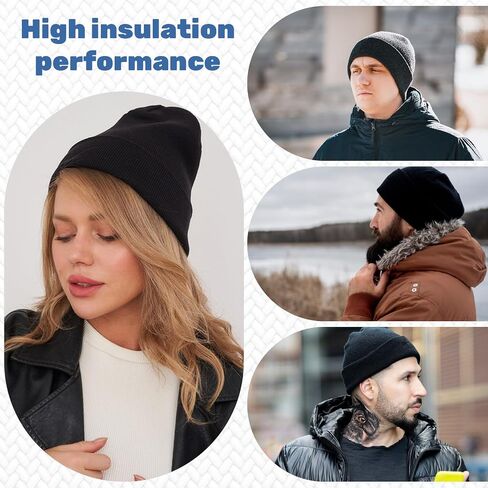 25 Pack Winter Hats, Unisex Thermal Winter Hat, Warm Cozy Knitted Cuffed Skull Cap, Bulk Bundle Black in Saudi Arabia
