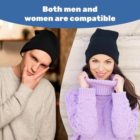 25 Pack Winter Hats, Unisex Thermal Winter Hat, Warm Cozy Knitted Cuffed Skull Cap, Bulk Bundle Black in Saudi Arabia