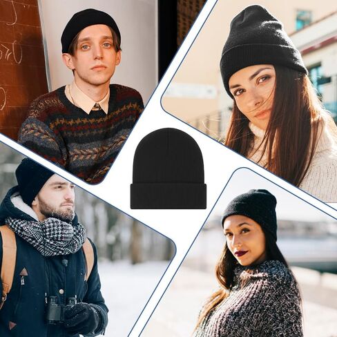25 Pack Winter Hats, Unisex Thermal Winter Hat, Warm Cozy Knitted Cuffed Skull Cap, Bulk Bundle Black in Saudi Arabia
