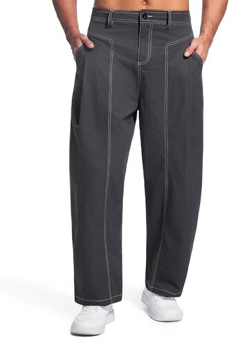 WZIKAI Men's Baggy Casual Pants Elastic Waist Parachute Pants Wide Leg Streetwear Trousers with Pockets in Saudi Arabia