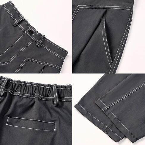 WZIKAI Men's Baggy Casual Pants Elastic Waist Parachute Pants Wide Leg Streetwear Trousers with Pockets in Saudi Arabia