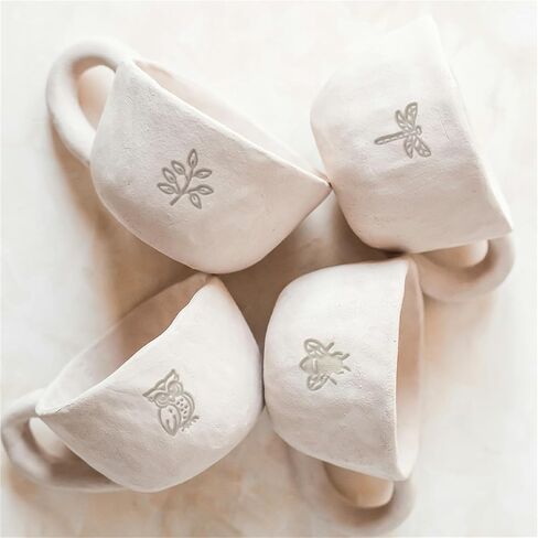 OLYCRAFT Wood Clay Stamp with Handle 1.8x1 inch Love Paw Wooden Stamp Wood Handle Pottery Tools Stamps Natural Round Wood Stamp Small Mini Stamp for Valentine's Day Clay and Ceramic Craft Making in Kuwait