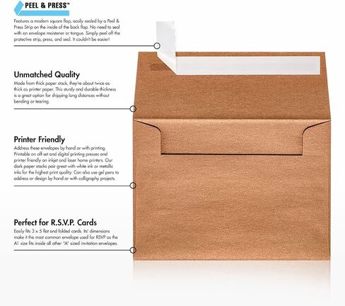 LUXPaper A1 Invitation Envelope in 80 lb Silver Metallic for 3 1/2 x 4 7/8 Cards, Printable Envelopes for Invitations, with Peel and Press, 50 Pack, Envelope Size 3 5/8 x 5 1/8 (Silver) in Saudi Arabia