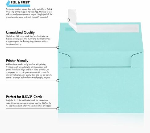 LUXPaper A1 Invitation Envelope in 80 lb Silver Metallic for 3 1/2 x 4 7/8 Cards, Printable Envelopes for Invitations, with Peel and Press, 50 Pack, Envelope Size 3 5/8 x 5 1/8 (Silver) in Kuwait