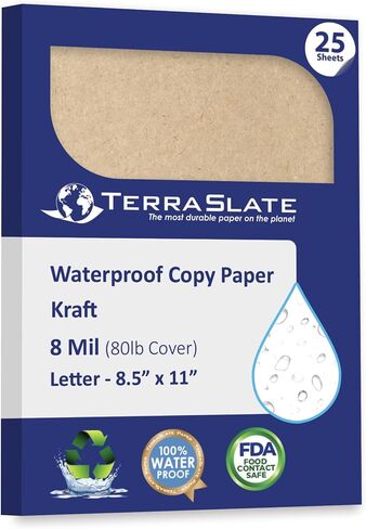 Waterproof Laser Printer Copy Paper | Kraft Paper | Printable Waterproof Paper, Printer Paper 8.5" x 11" Kraft Sheets, Copy Paper for Printer, 25 Sheets, 8 MIL TerraSlate (80lb Cover) in Kuwait