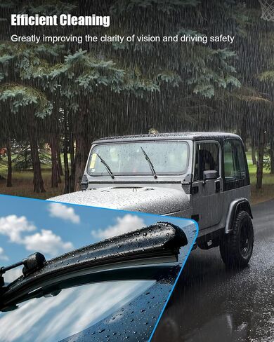 2 Pcs Front Wiper Blade Set Fit for Jeep Wrangler YJ 1987-2006 Replace 83505425 19712.01, A Pair of Front Windshield Wiper Blade in Saudi Arabia