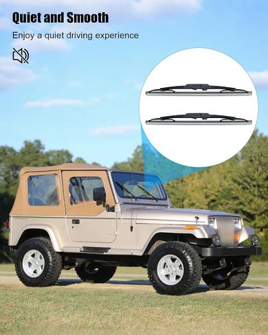 2 Pcs Front Wiper Blade Set Fit for Jeep Wrangler YJ 1987-2006 Replace 83505425 19712.01, A Pair of Front Windshield Wiper Blade in Saudi Arabia