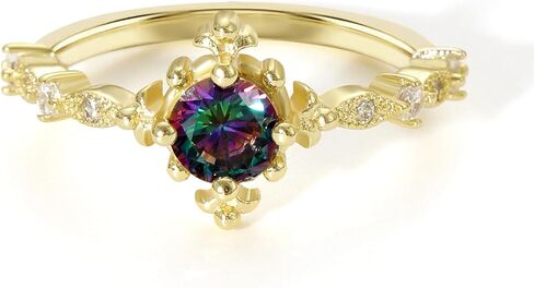 Promise Rings for Her 14K Gold Plated Rings Dainty Vintage Peridot/Alexandrite Engagement Ring Gold Jewelry Non Tarnish Gifts for Women Size 5-10 in Saudi Arabia