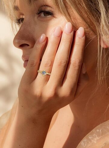 Promise Rings for Her 14K Gold Plated Rings Dainty Vintage Peridot/Alexandrite Engagement Ring Gold Jewelry Non Tarnish Gifts for Women Size 5-10 in Saudi Arabia