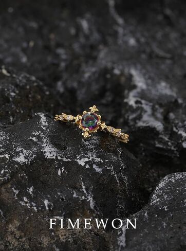 Promise Rings for Her 14K Gold Plated Rings Dainty Vintage Peridot/Alexandrite Engagement Ring Gold Jewelry Non Tarnish Gifts for Women Size 5-10 in Saudi Arabia