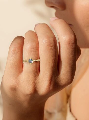 Promise Rings for Her 14K Gold Plated Rings Dainty Vintage Peridot/Alexandrite Engagement Ring Gold Jewelry Non Tarnish Gifts for Women Size 5-10 in Saudi Arabia