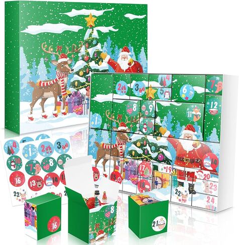 Christmas Advent Calendar 2024, DIY 24 Empty Christmas Countdown Box for Gift Wrap, 24 Days Number Xmas Holiday Deco in Saudi Arabia