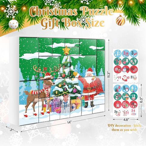 Christmas Advent Calendar 2024, DIY 24 Empty Christmas Countdown Box for Gift Wrap, 24 Days Number Xmas Holiday Deco in Saudi Arabia