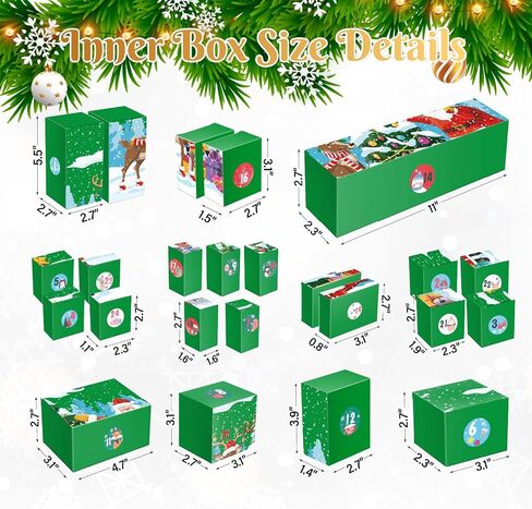 Christmas Advent Calendar 2024, DIY 24 Empty Christmas Countdown Box for Gift Wrap, 24 Days Number Xmas Holiday Deco in Saudi Arabia