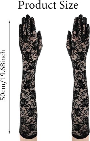 Long Lace Gloves Women Floral Elegant Lace Tea Party Opera Gloves Elbow Length for Halloween Dance Dress Wedding in Saudi Arabia