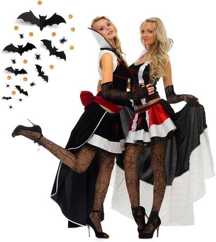 Lusofie Halloween Spiderweb Tights With Black Fingerless Gloves for Women Lace Spider Web Gloves Spider Web Arm Warmer Long Witch Costume Accessories Halloween Costume Thigh High Socks in Saudi Arabia