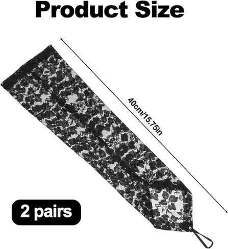 زوجان من قفازات الدانتيل بدون أصابع للنساء، قفازات دانتيل بطول الكوع، قفاز طويل Y2k، ذراع أنيق لحفلات الأوبرا التنكرية 20 ثانية، مساء الزفاف، العشاء، الزفاف، أسود in Kuwait
