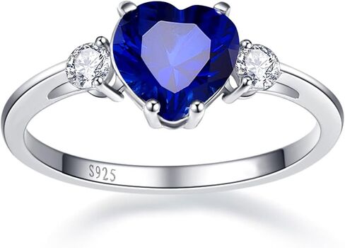 2.25ct Created Gemstone Ring for Women 925 Sterling Silver Heart Cut 8 * 8mm Cubic Zirconia Birthstone Ring for Engagement Anniversary Size 5-10 in Kuwait