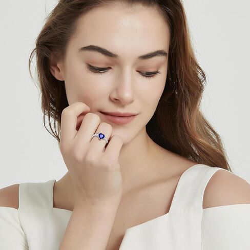 2.25ct Created Gemstone Ring for Women 925 Sterling Silver Heart Cut 8 * 8mm Cubic Zirconia Birthstone Ring for Engagement Anniversary Size 5-10 in Kuwait