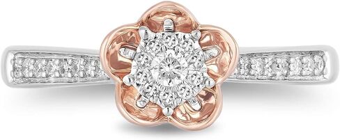 Jewelili Enchanted Disney Fine Jewelry 10K White and Rose Gold 1/5 Cttw Diamond Mulan Promise Ring in Saudi Arabia