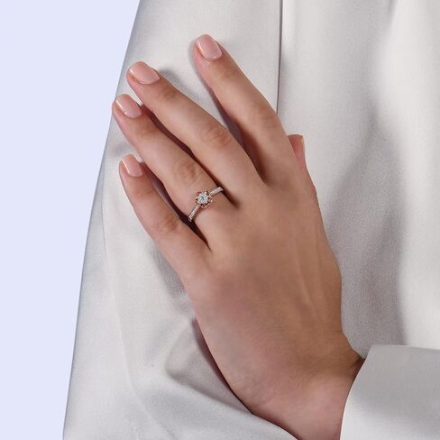 Jewelili Enchanted Disney Fine Jewelry 10K White and Rose Gold 1/5 Cttw Diamond Mulan Promise Ring in Saudi Arabia