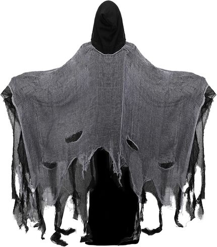 Grim Reaper Cloak With Hood Black Medieval Renaissance Cloak Ghost Cape Halloween Cosplay Witch Wizard Demon Vampire Costume in Kuwait