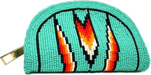 Handmade Beaded Coin Purse For Women,Inspired By Native American Style Seed Beaded Coin Pouch,Beaded Coin Wallet (Turquoise) in Kuwait