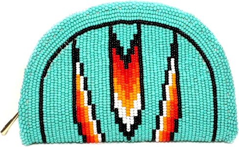 Handmade Beaded Coin Purse For Women,Inspired By Native American Style Seed Beaded Coin Pouch,Beaded Coin Wallet (Turquoise) in Kuwait