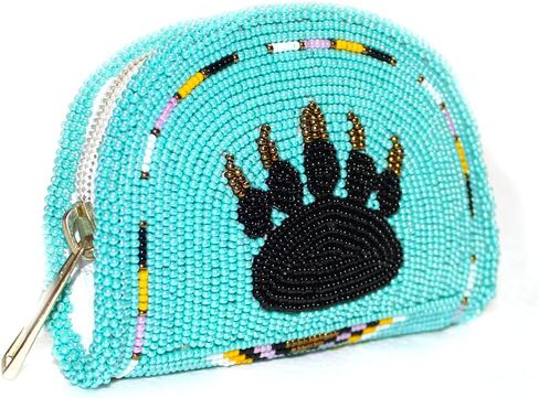 Handmade Beaded Coin Purse For Women,Inspired By Native American Style Seed Beaded Coin Pouch,Beaded Coin Wallet (Turquoise) in Kuwait
