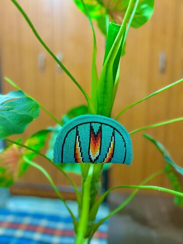 Handmade Beaded Coin Purse For Women,Inspired By Native American Style Seed Beaded Coin Pouch,Beaded Coin Wallet (Turquoise) in Kuwait