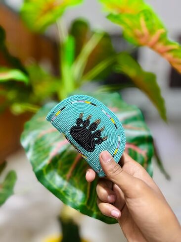 Handmade Beaded Coin Purse For Women,Inspired By Native American Style Seed Beaded Coin Pouch,Beaded Coin Wallet (Turquoise) in Kuwait
