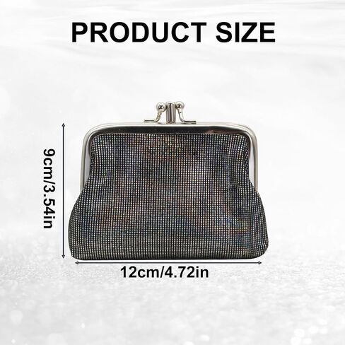 Coin Purse for Women, Cute Small Kiss Lock Coin Pouch, Vintage Mini Change Purse Shiny Coin Wallet Bag with Clasp (Grey) in Saudi Arabia