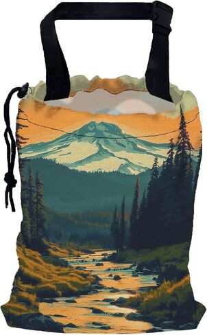 Watercolor Wildflowers Car Garbage Bag,Small Car Trash Bag Hanging Back of Seat,Drawstring Car Trash Bag with Adjustable Buckle,Car Accessories for Camping Travelling in Saudi Arabia