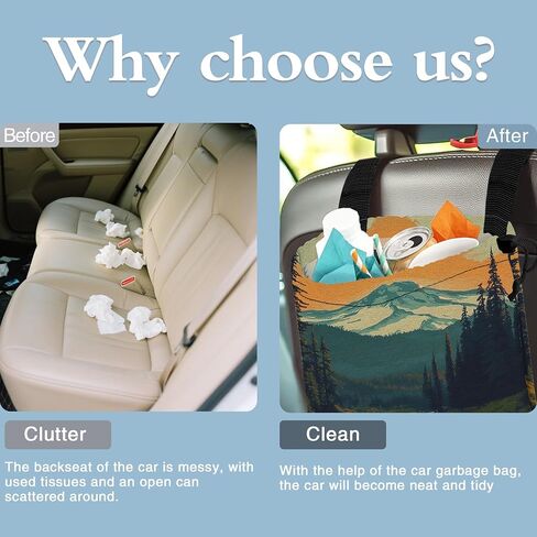 Watercolor Wildflowers Car Garbage Bag,Small Car Trash Bag Hanging Back of Seat,Drawstring Car Trash Bag with Adjustable Buckle,Car Accessories for Camping Travelling in Saudi Arabia